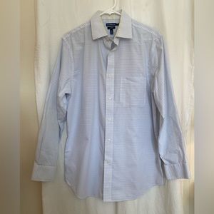 Croft & Barrow Blue Check Long Sleeve Button Down Dress Shirt Size 15 1/2  32/33